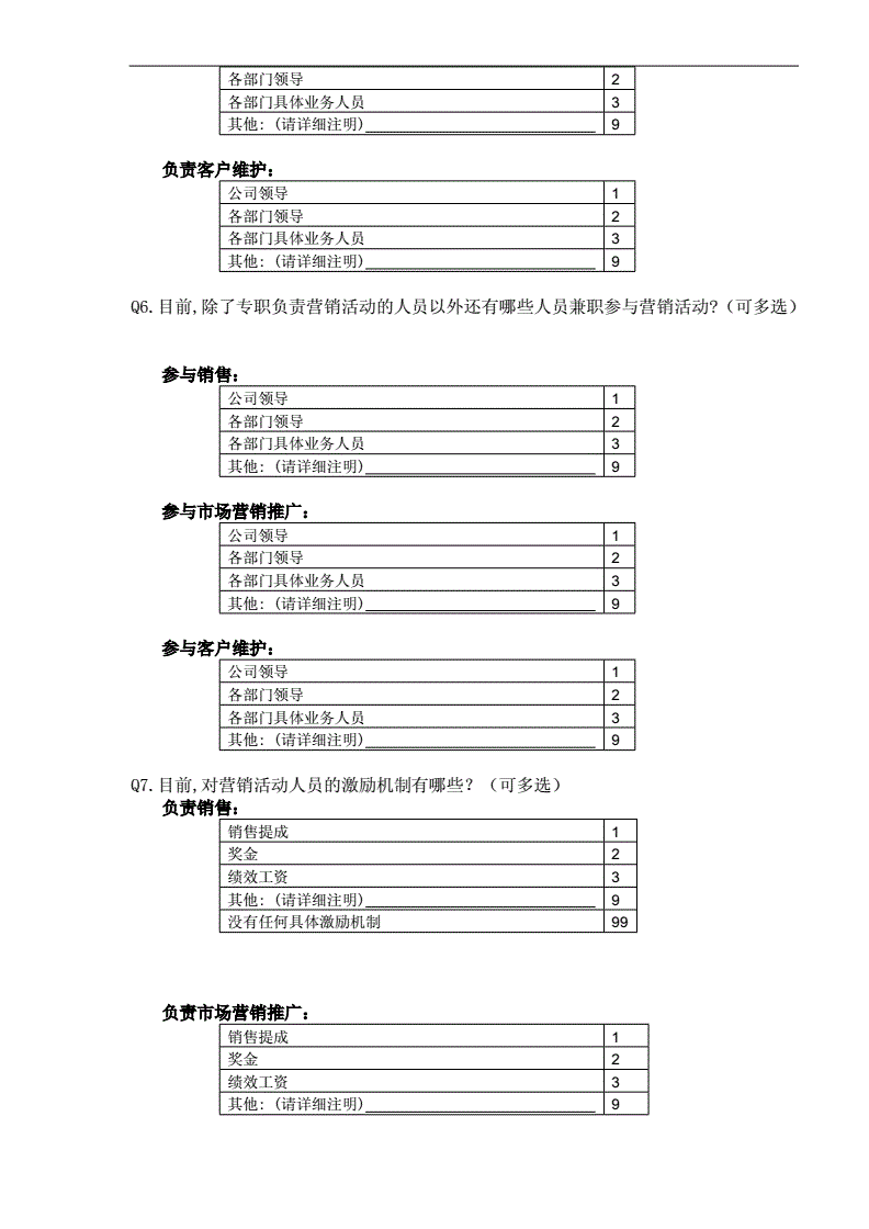 市场营销问卷调查(市场营销问卷调查题目)